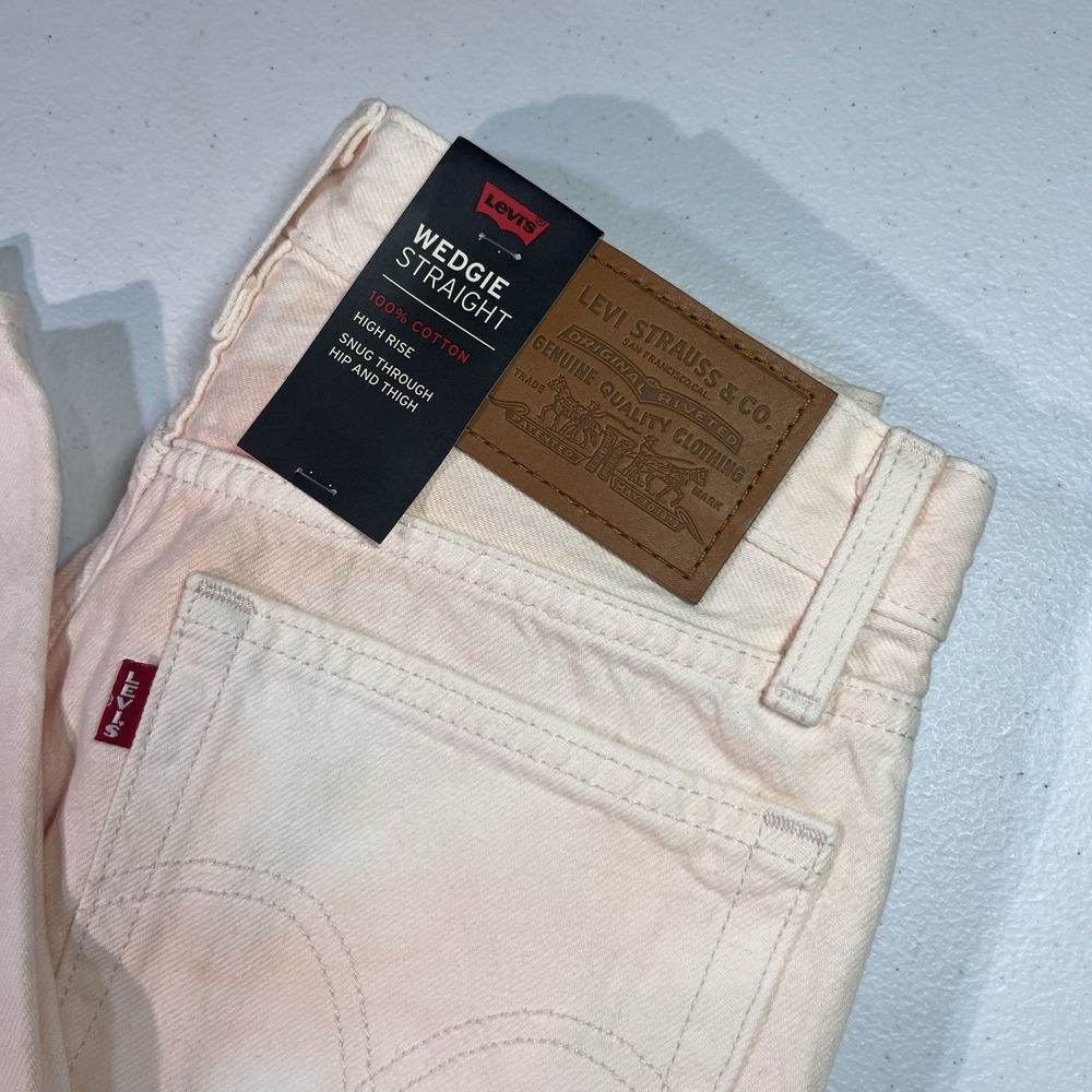 Net Levis Premium Wedgie Straight Peach White High Rise Button Fly Jeans 26x26